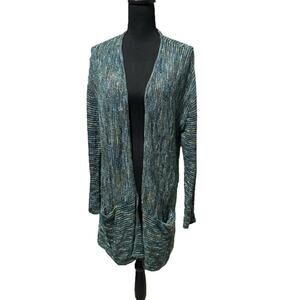 Chadwicks Teal Knit Cardigan | Long Open Sweater w/ Pockets